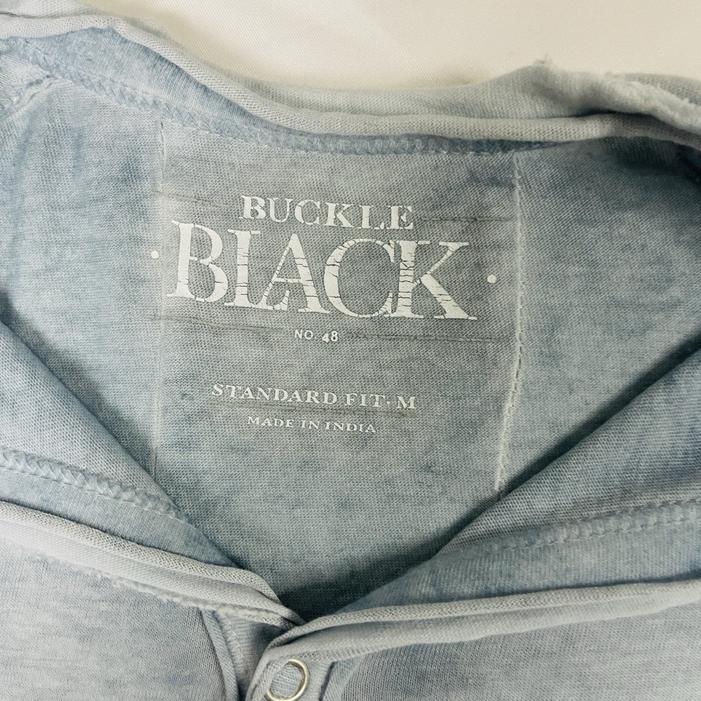 Buckle Black No. 48 Henley Shirt Mens M Blue Gray Standard Fit Short Sleeve